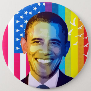 Chapa Redonda De 15 Cm Presidente Obama retrato-arco iris y bandera de lo