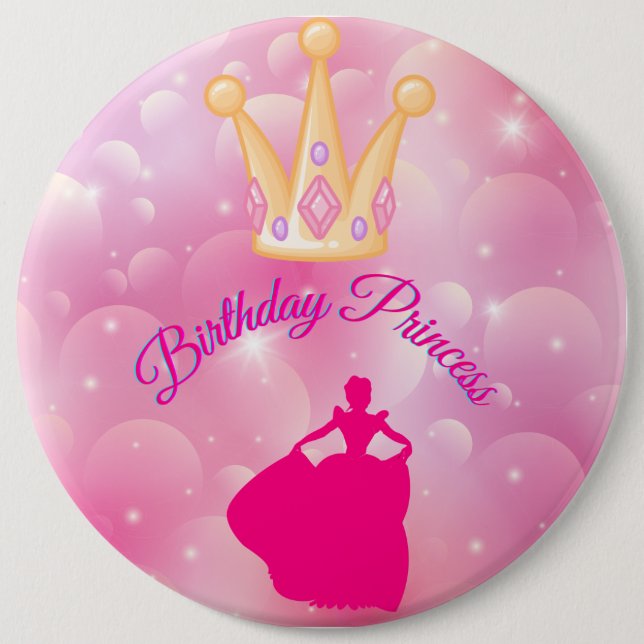 Chapa Redonda De 15 Cm Princesa de Cumpleaños (Anverso)