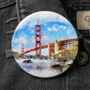 Chapa Redonda De 15 Cm Puente Golden Gate Pastel en San Francisco