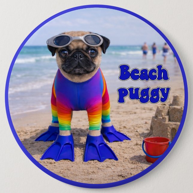Chapa Redonda De 15 Cm Puggy de la Playa (Anverso)