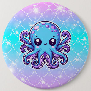 Chapa Redonda De 15 Cm Pulpo azul lindo