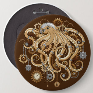 Chapa Redonda De 15 Cm Pulpo Steampunk Retro Fantasía Mecánica