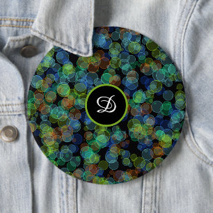 Chapa Redonda De 15 Cm puntos monogramo de polka retro de moda