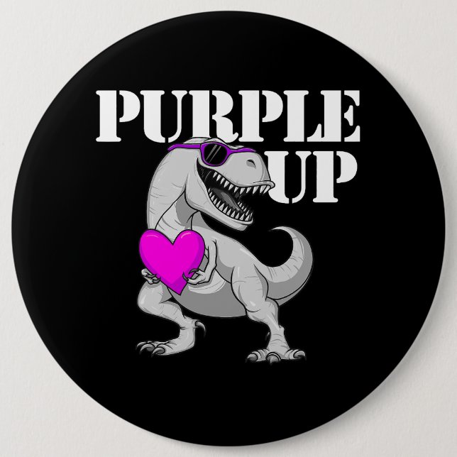 Chapa Redonda De 15 Cm Purple Up TRex Dinosaur Niños Militares Boys Purpl (Anverso)
