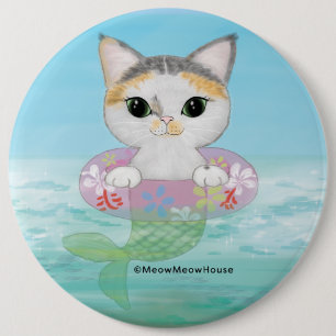 Chapa Redonda De 15 Cm Purrmaid lindo con el anillo de la natación