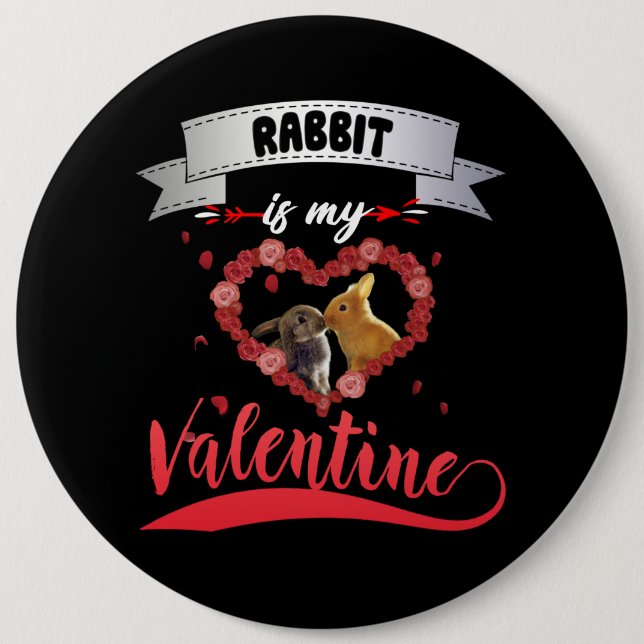 Chapa Redonda De 15 Cm Rabbit Lover | El Conejo Es Mi Valentín (Anverso)