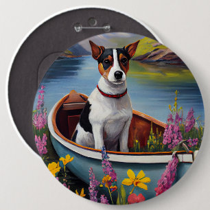 Chapa Redonda De 15 Cm Rat Terrier on a Paddle: Una aventura panorámica