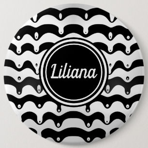 Chapa Redonda De 15 Cm Rayas de cebra de fusión blanca y negra de Jazzy