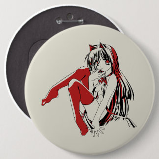 Chapa Redonda De 15 Cm RBP, Neko la chica gato anime sexy furry