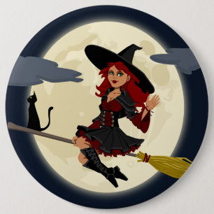 CHAPA REDONDA DE 15 CM REDHEADED HALLOWEEN WITCH