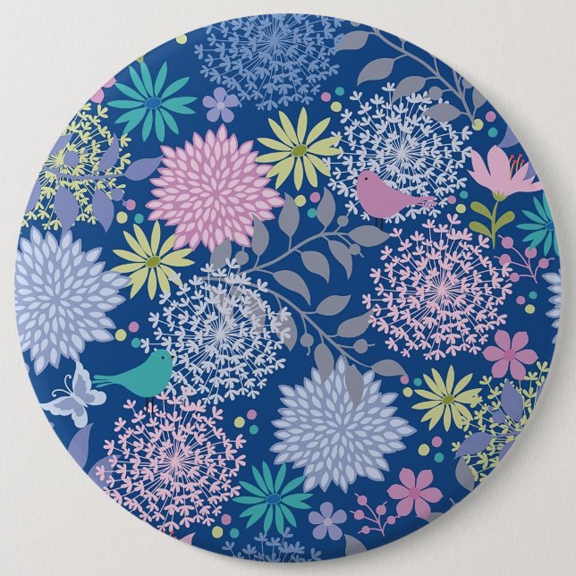 Chapa Redonda De 15 Cm Regalo navideño Floral 60 cumpleaños (Anverso)