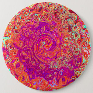 Chapa Redonda De 15 Cm Remolino de mármol coral y púrpura abstracto retro