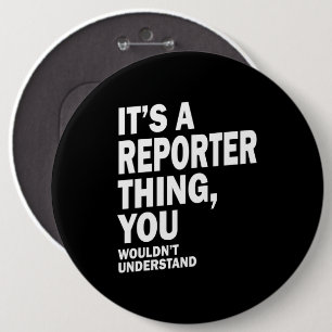 Chapa Redonda De 15 Cm Reportero Job Title Tee Gift Mens Mujeres