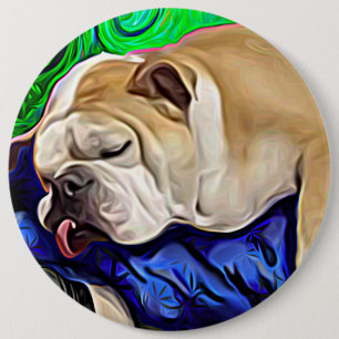 Chapa Redonda De 15 Cm Retrato artístico de mascota de bulldog