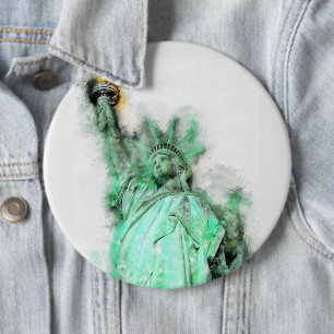 Chapa Redonda De 15 Cm Retrato de cierre de color de la estatua de la lib