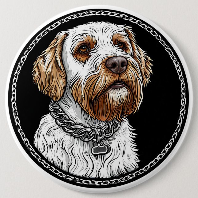 Chapa Redonda De 15 Cm Retrato de perro lindo (Anverso)