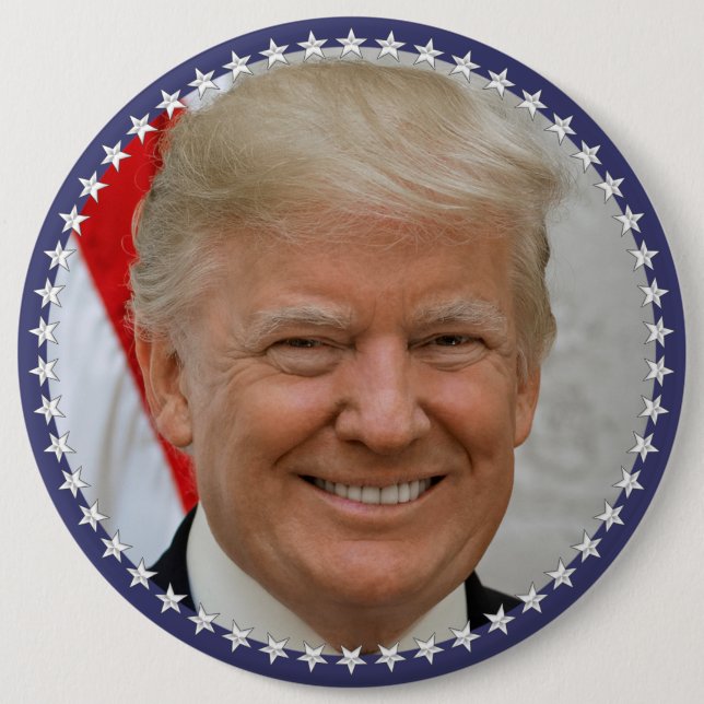 Chapa Redonda De 15 Cm Retrato del presidente Trump (XT-20181023-1520) (Anverso)