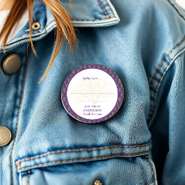 Chapa Redonda De 15 Cm Reunión Familiar Púrpura Oro Elegante Hola