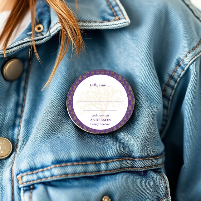 Chapa Redonda De 15 Cm Reunión Familiar Púrpura Oro Elegante Hola (Subido por el creador)