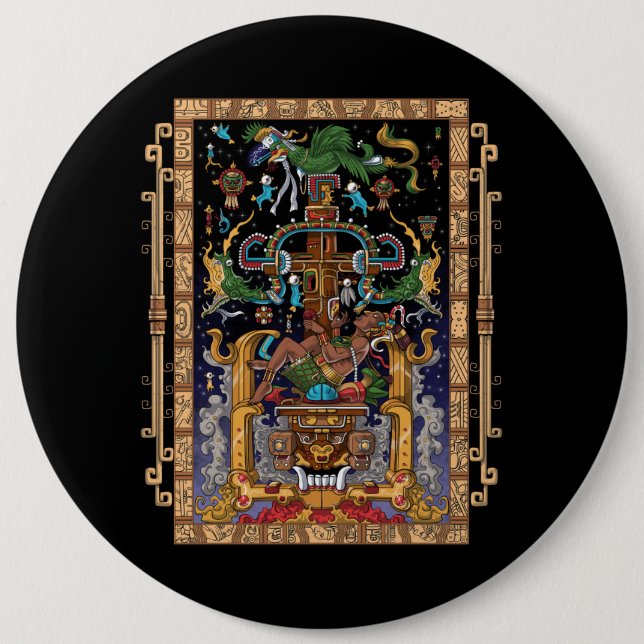 Chapa Redonda De 15 Cm Rey Pakal, astronauta maya (Anverso)