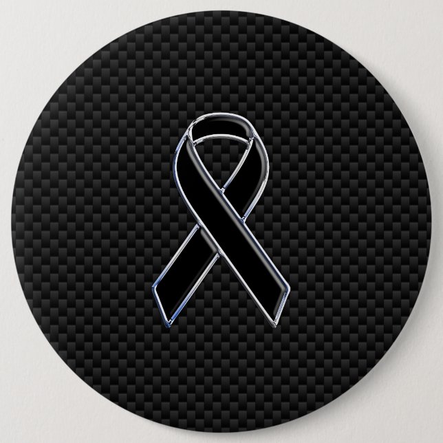 Chapa Redonda De 15 Cm Ribbon Awareness Black Carbon Fiber (Anverso)
