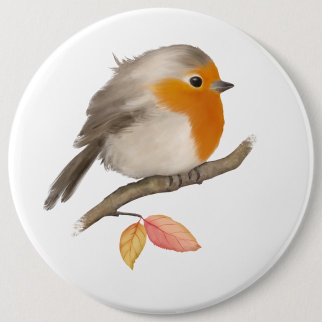 Chapa Redonda De 15 Cm Robin Bird inglés (Anverso)