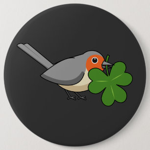 Chapa Redonda De 15 Cm Robin lindo con Shamrock Clover Personalizado