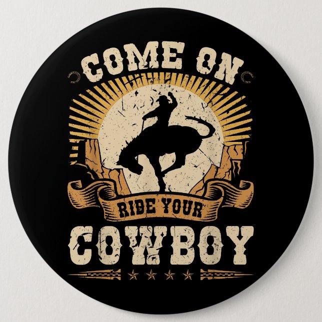 Chapa Redonda De 15 Cm Rodeo Bronc Monta Tu Cowboy Bucking Horse (Anverso)