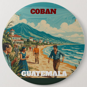 Chapa Redonda De 15 Cm Rompecabezas GUATEMALA COBAN Retro poster