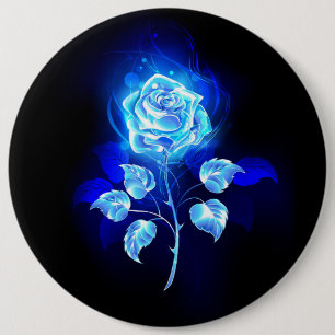 Chapa Redonda De 15 Cm Rosa azul en llamas