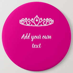 Chapa Redonda De 15 Cm Rosa Caliente Con Insignia Princesa Personalizado 