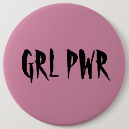 Chapa Redonda De 15 Cm Rosa de la insignia del poder del chica