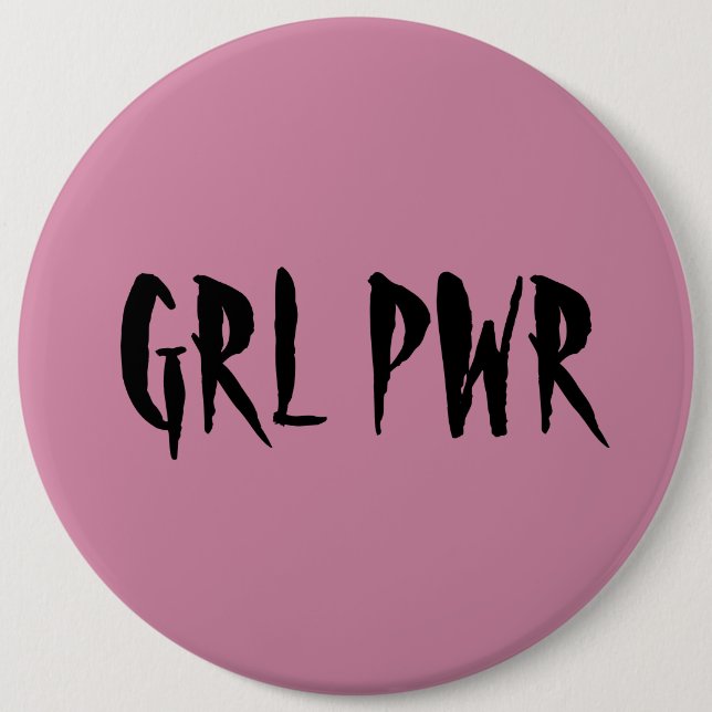Chapa Redonda De 15 Cm Rosa de la insignia del poder del chica (Anverso)