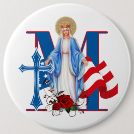 CHAPA REDONDA DE 15 CM ROSAS RELIGIOSOS DE LA BANDERA ESTADOUNIDENSE VIRG