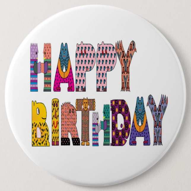 Chapa Redonda De 15 Cm Rótulo "FELIZ CUMPLEAÑOS" (Anverso)