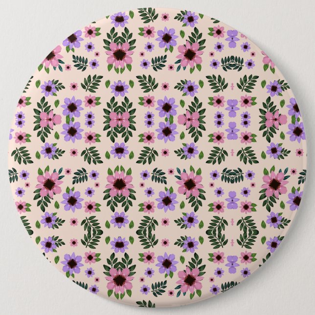 Chapa Redonda De 15 Cm Round floral mouse pad featuring a symmetrical  (Anverso)