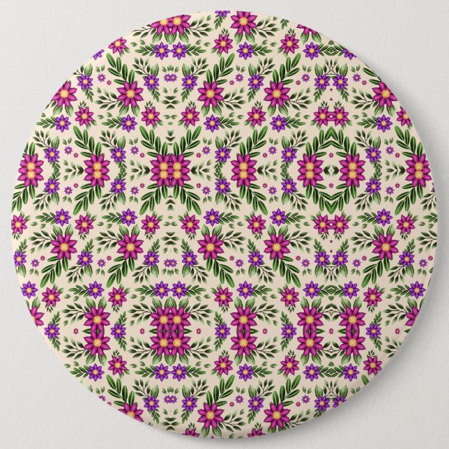 Chapa Redonda De 15 Cm Round floral pattern with intricate purple  (Anverso)