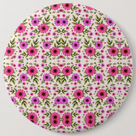 Chapa Redonda De 15 Cm Round wall clock with a vibrant floral design
