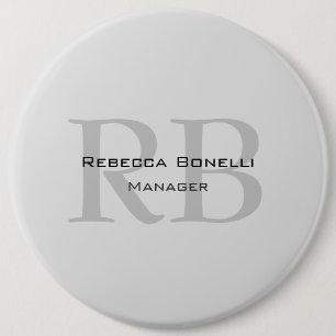 Chapa Redonda De 15 Cm Rounded White Gray Monogram Manager