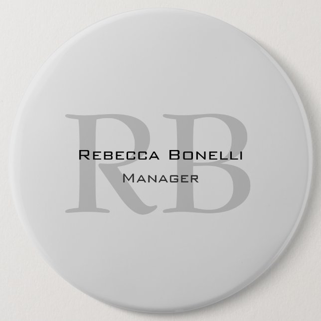 Chapa Redonda De 15 Cm Rounded White Gray Monogram Manager (Anverso)