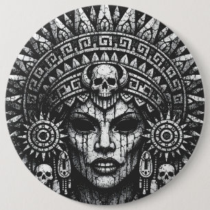 Chapa Redonda De 15 Cm Sacerdotisa Coronada de Calavera — por BurnsInHell