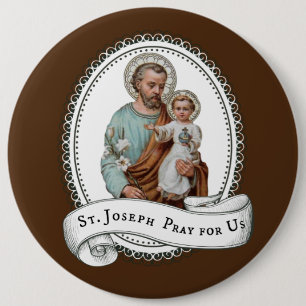 Chapa Redonda De 15 Cm San José y niño Jesús