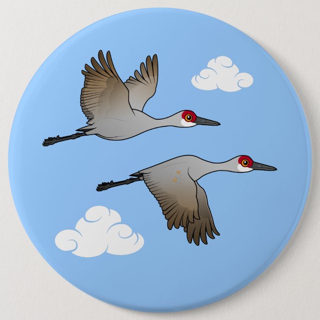 Chapa Redonda De 15 Cm Sandhill Cranes en vuelo (Anverso)