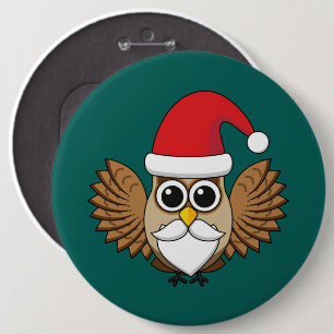 Chapa Redonda De 15 Cm Santa Claus Owl