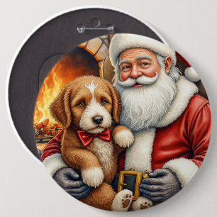 Chapa Redonda De 15 Cm Santa Claus sosteniendo arte de Navidad de Bernedo