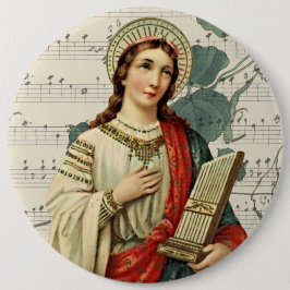 Chapa Redonda De 15 Cm Santo patrón de St Cecilia del vintage de músicos