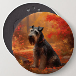 Chapa Redonda De 15 Cm Schnauzer en otoño se inspira en las hojas de otoñ