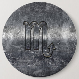 Chapa Redonda De 15 Cm Scorpio Zodiac Symbol in Grunge Metallic Style