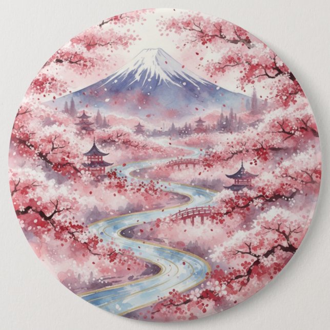 Chapa Redonda De 15 Cm Serenity Among Cherry Blossoms (Anverso)