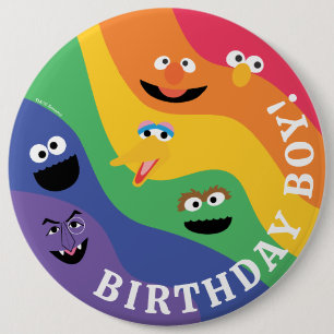 Chapa Redonda De 15 Cm Sesame Street Pals Rainbow Birday Boy